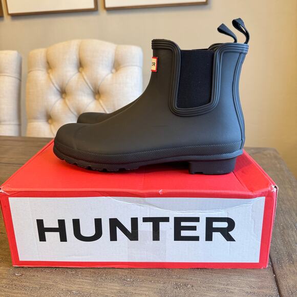 HUNTER Women's Original Chelsea Boots Size 10 Pull On Waterproof Rain Black EXC - Picture 11 of 14